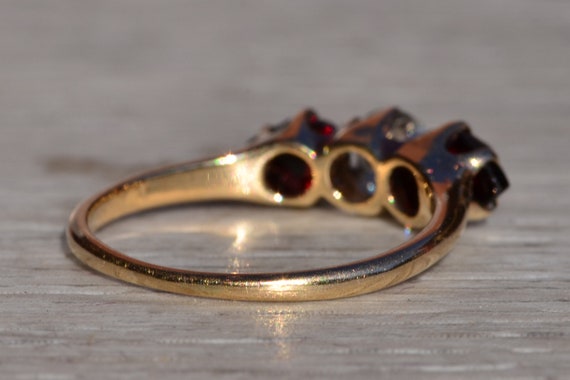 Antique Victorian Garnet and Diamond Three Stone … - image 4