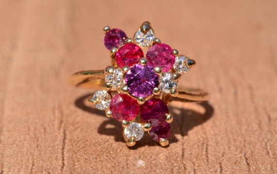 Bubblegum Ruby & Diamond Cocktail Ring - image 1