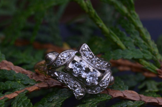 Two Tone Antique Two Stone Ring - image 4