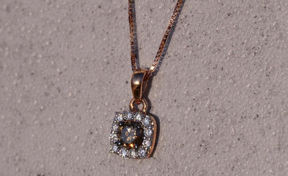 Halo Set Chocolate Diamond Necklace in 