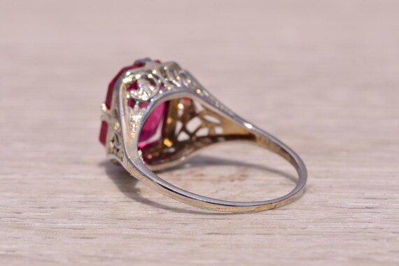 Lab Created Ruby Filigree Ring in White Gold - image 3