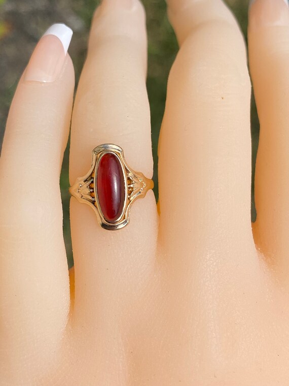 Antique Art Nouveau Ring set with Carnelian - image 7