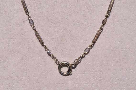 Antique White Gold Necklace set with 3.25 Carats … - image 3