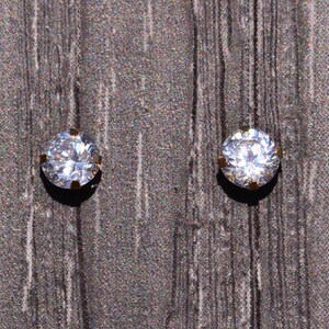 Yellow Gold Top Hole Studs set with CZ