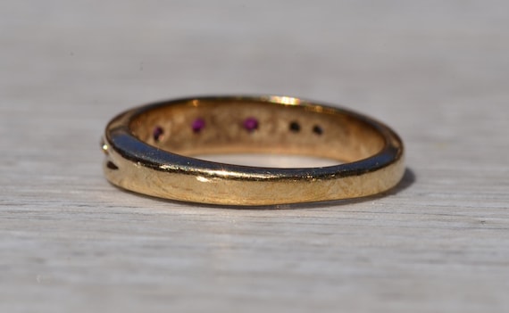 Stackable Ruby and Diamond Band in Yellow Gold - image 3