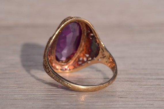 Elongated Oval Sapphire in Antique Filigree Ring - image 3