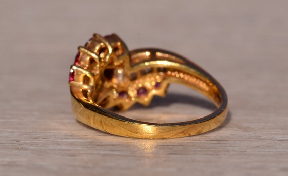 Ruby & Diamond Crossover Ring in 18 Karat Yellow … - image 3