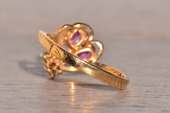 Ruby and Natural Diamond Flare Ring in Yellow Gold - image 3