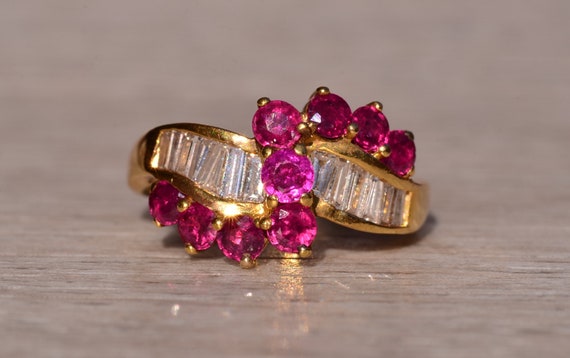 Ruby & Diamond Crossover Ring in 18 Karat Yellow … - image 1