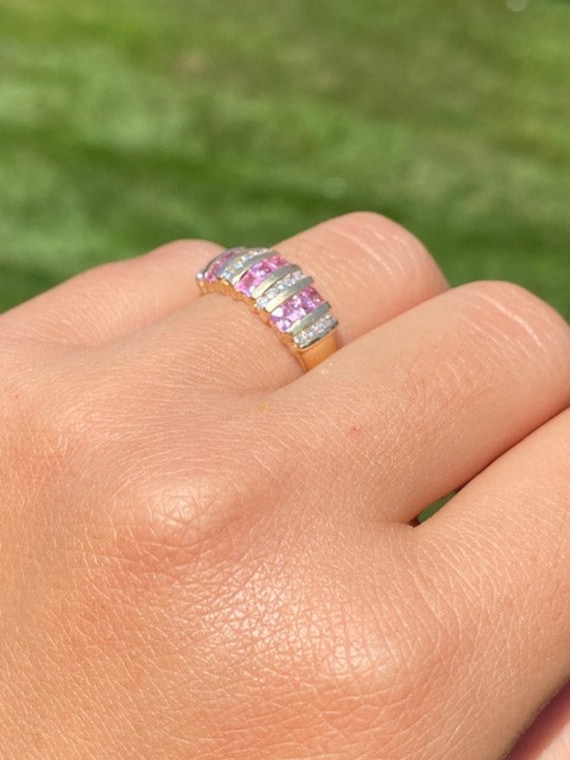 Pink Topaz and Diamond Set Ring - image 9