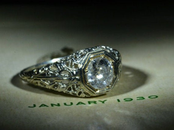 Edwardian Platinum and 18 Karat White Gold Filigr… - image 1