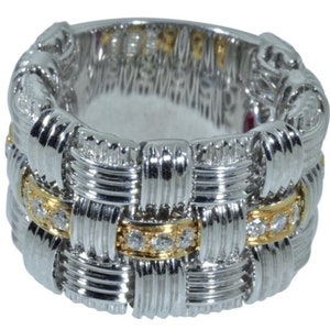 Roberto Coin Appasionata Two-tone 3-Row Weaved Diamond Ring