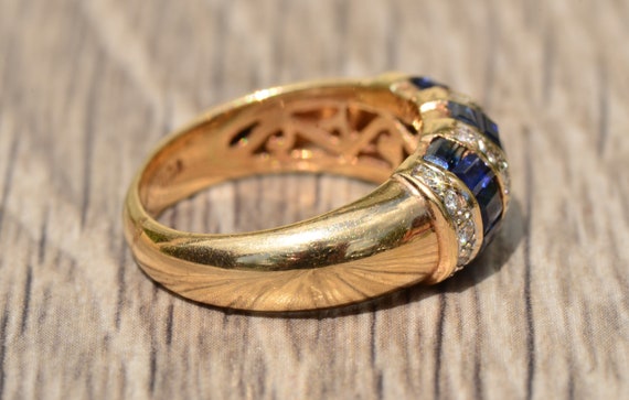 Signed Sapphire & Diamond Ring - image 5