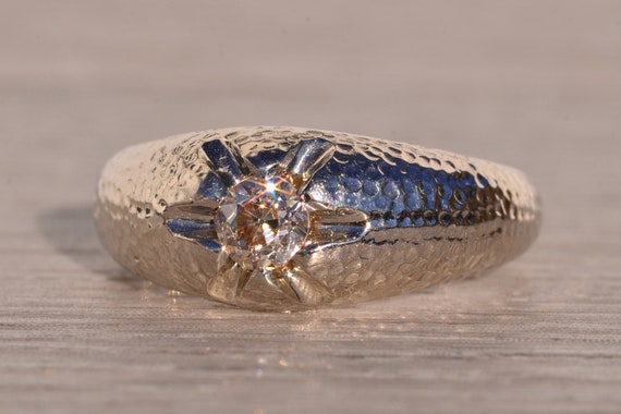 Antique Colored Diamond Ring in White Gold - image 2