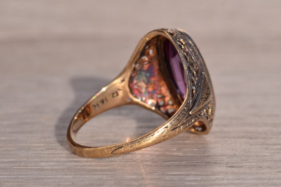 Elongated Oval Sapphire in Antique Filigree Ring - image 4