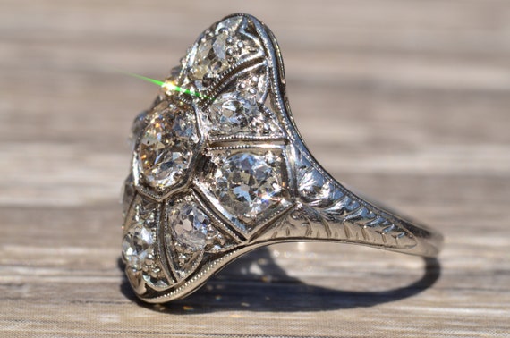 Antique Filigree Edwardian Transition Diamond Hal… - image 5