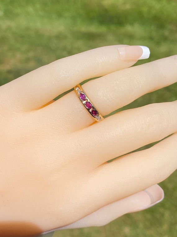 Stackable Ruby and Diamond Band in Yellow Gold - image 9