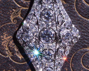 Art Deco Platinum and Diamond Pendant For East West Pendant Wear or North South Wear!