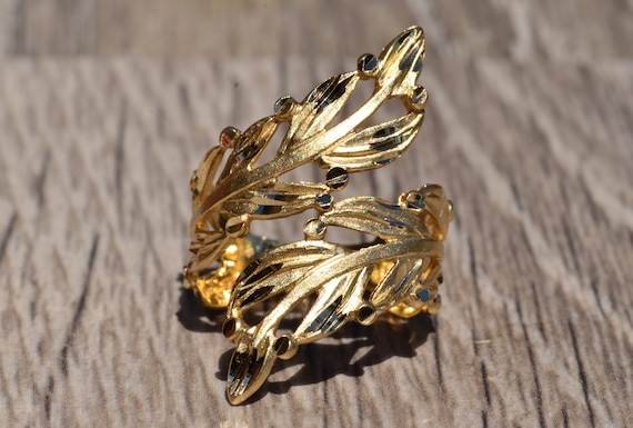 Yellow Gold Floral Statement Ring - image 1
