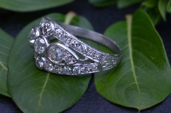 Edwardian Era Chunky Diamond East To West Ring - image 5