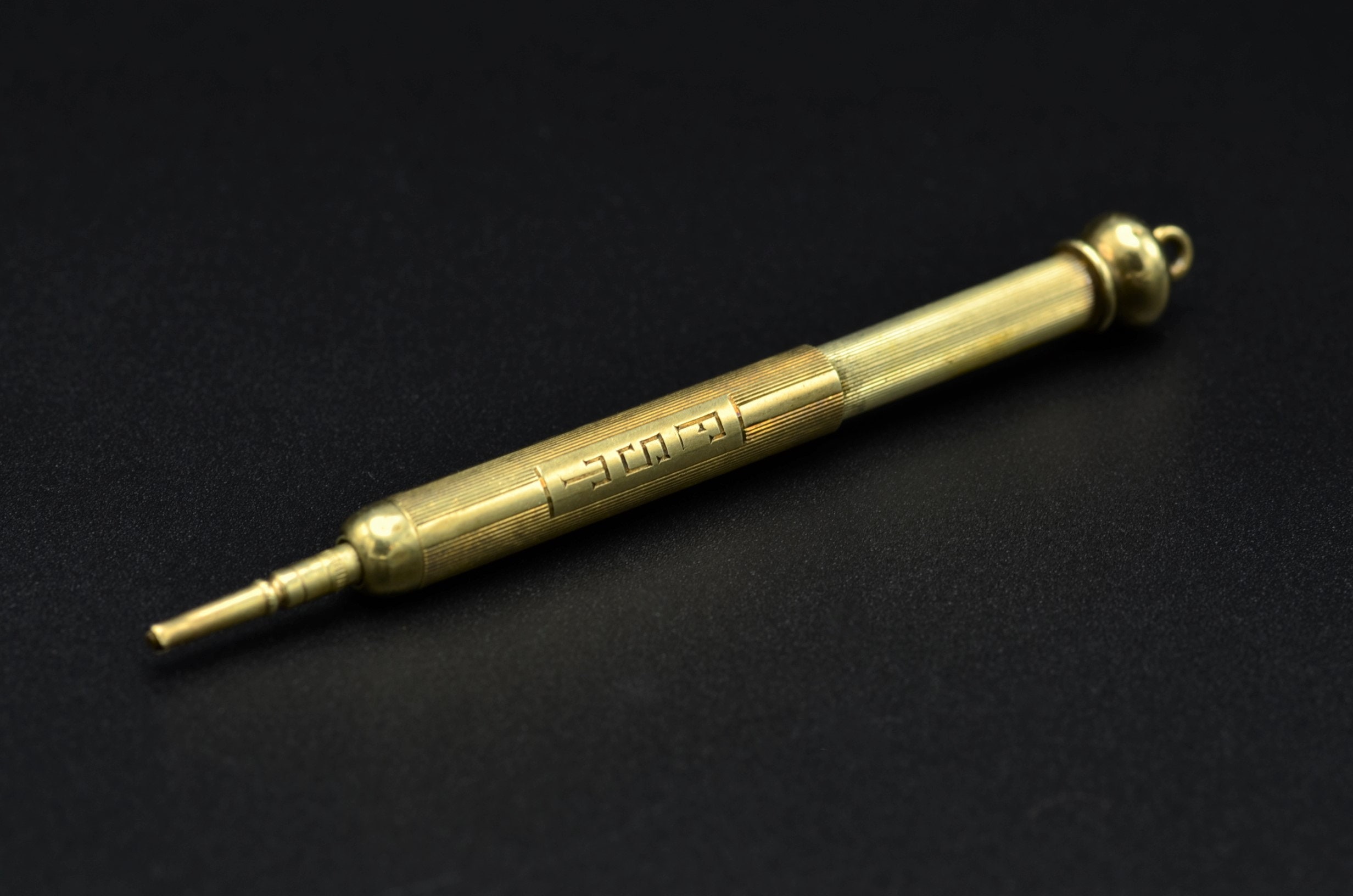 アンティーク　筆　14k Antique 14 Karat Yellow Gold Engraved Mechanical Pencil - Etsy