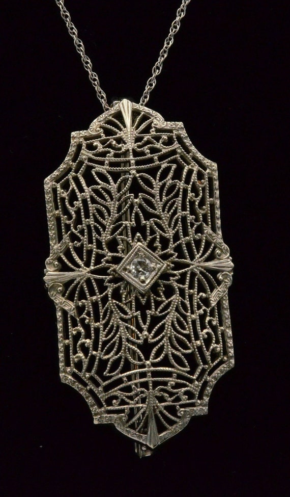 Antique Filigree Pendant Brooch Combination Set Wi