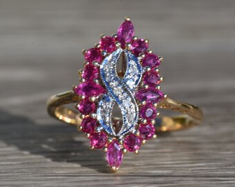 Ladies Yellow Gold Diamond and Ruby Ring