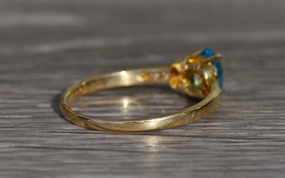 Ladies 14K Gold Topaz and Diamond Ring - image 4