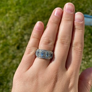 Vintage Aquamarine and Diamond Band in White Gold image 8