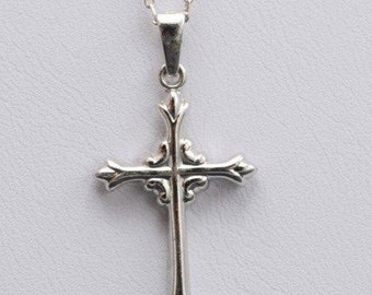 14 Karat White Gold Cross Necklace