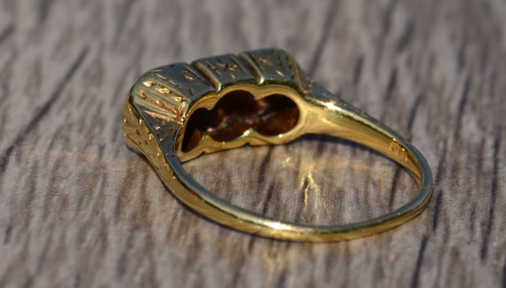 Antique Three Stone Diamond Ring in Yellow Gold - image 4