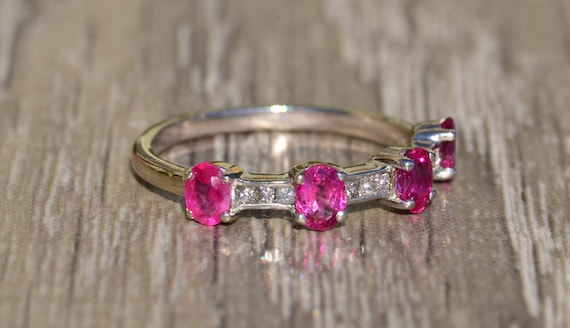 Stackable Pink Sapphire and Diamond Ring - image 2