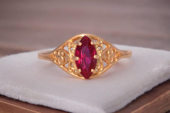 Lab Created Ruby Ring in Yellow Gold - image 10