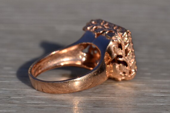 Ladies Antique Rose Gold and Garnet Cocktail Ring - image 4