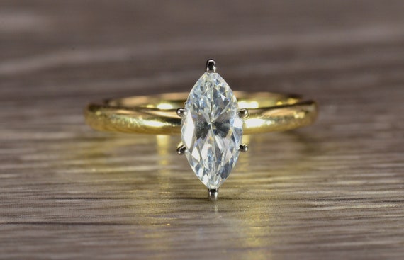 Yellow Gold Ring set with Marquise CZ - image 6