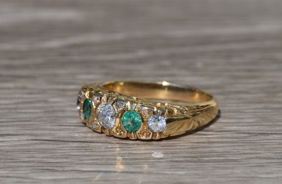 Antique Emerald and Diamond Band - image 2