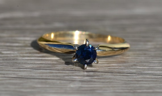 Ladies 14K Two Tone Midnight Blue Sapphire Engage… - image 6