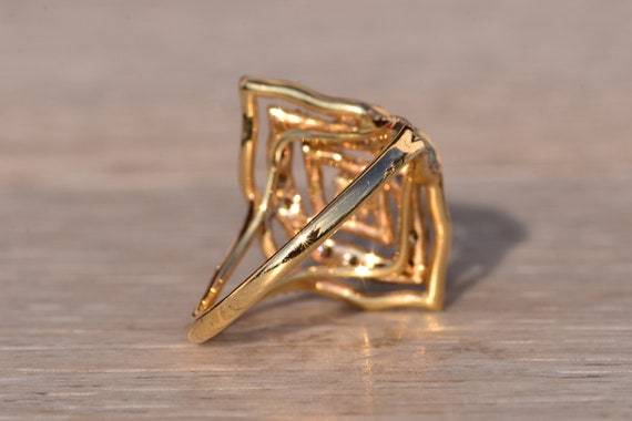 Colored Diamond Cocktail Ring in Yellow Gold - image 4