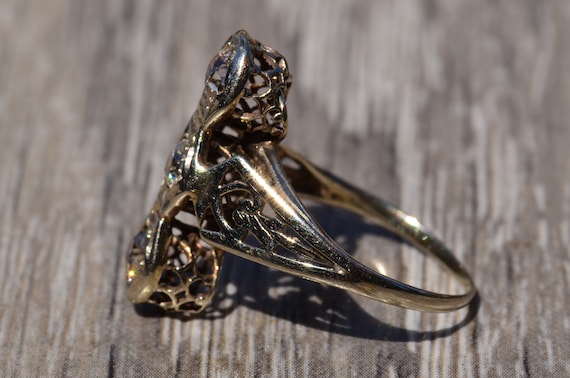 JeenMata Round Diamond - Edwardian Diamond Filigree Ring - Art Deco Style -  Wedding Ring Set in 10K Yellow Gold - Walmart.com