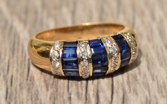 Signed Sapphire & Diamond Ring - image 6