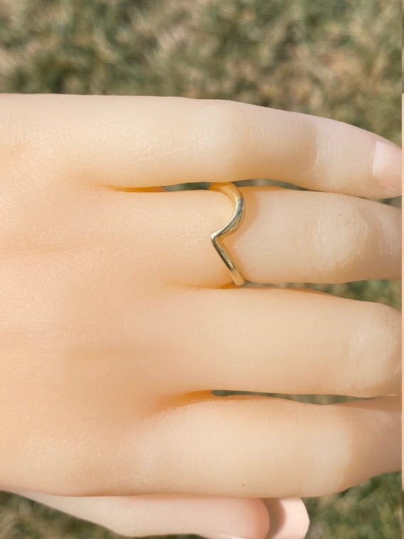 Simple Yellow Gold Stackable Wave Ring - image 9