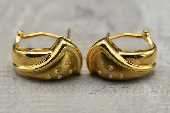 14K Yellow Gold Mid Century Modern Diamond Drop Ea