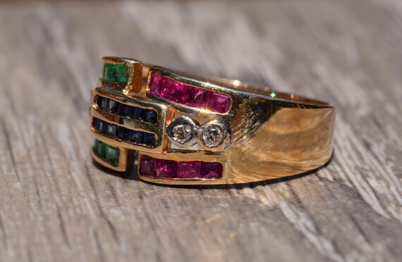 Signed Sapphire, Ruby, Emerald & Diamond Cocktail… - image 4