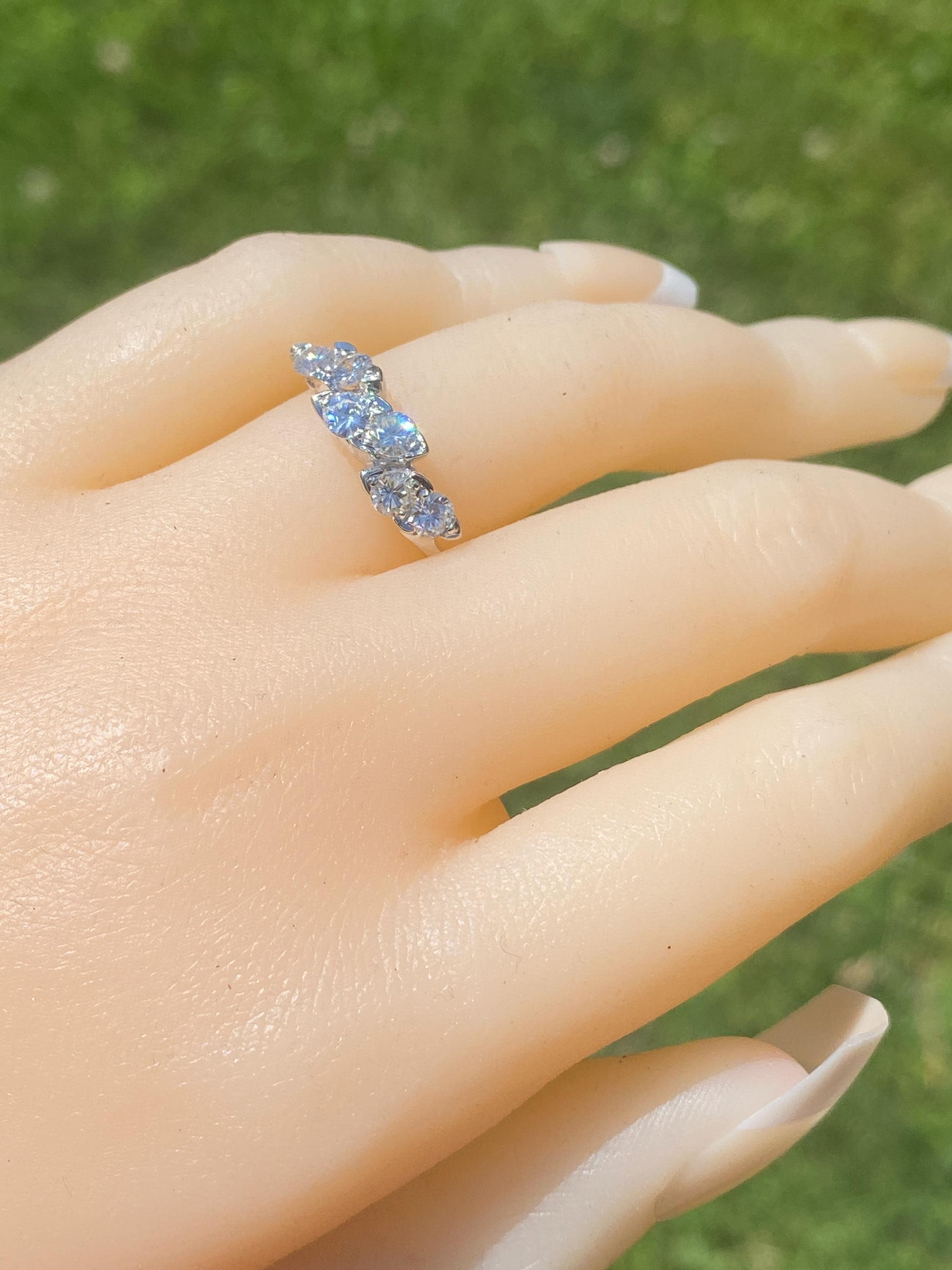 Natural Diamond Ring in White Gold - Etsy Israel