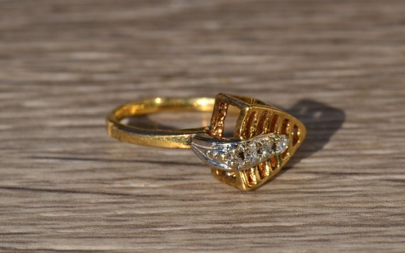 Ladies Mid Century Modern 14K Gold and Diamond Ar… - image 4