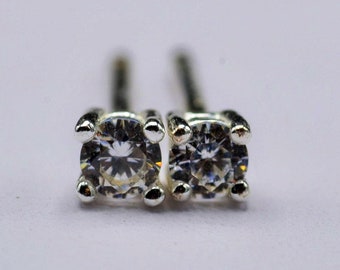 Small Sterling Silver and Cubic Zirconia Studs