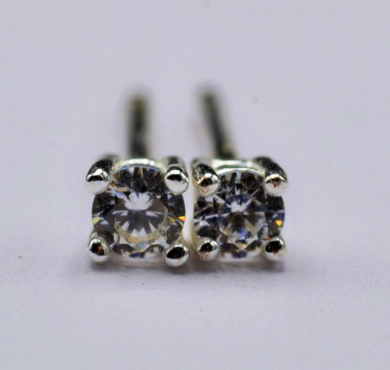 Small Sterling Silver and Cubic Zirconia Studs image 1