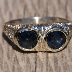 Toi Et Moi Antique Platinum Sapphire Two Stone Ring