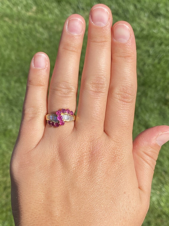 Ruby & Diamond Crossover Ring in 18 Karat Yellow … - image 7