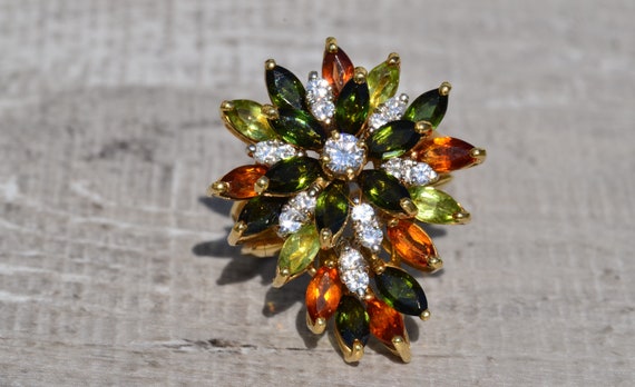 Vintage Statement Cocktail Ring with Tourmaline - image 7